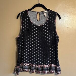 Knox Rose Black and Red Patterned Tank Top